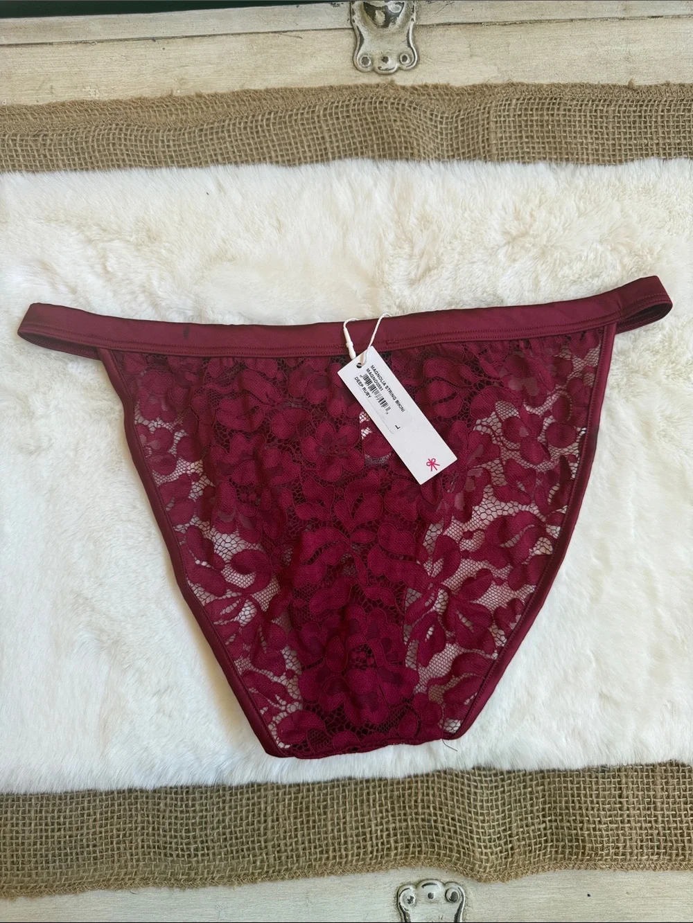 Magnolia Sheer Lace Bikini Panty - Wine
